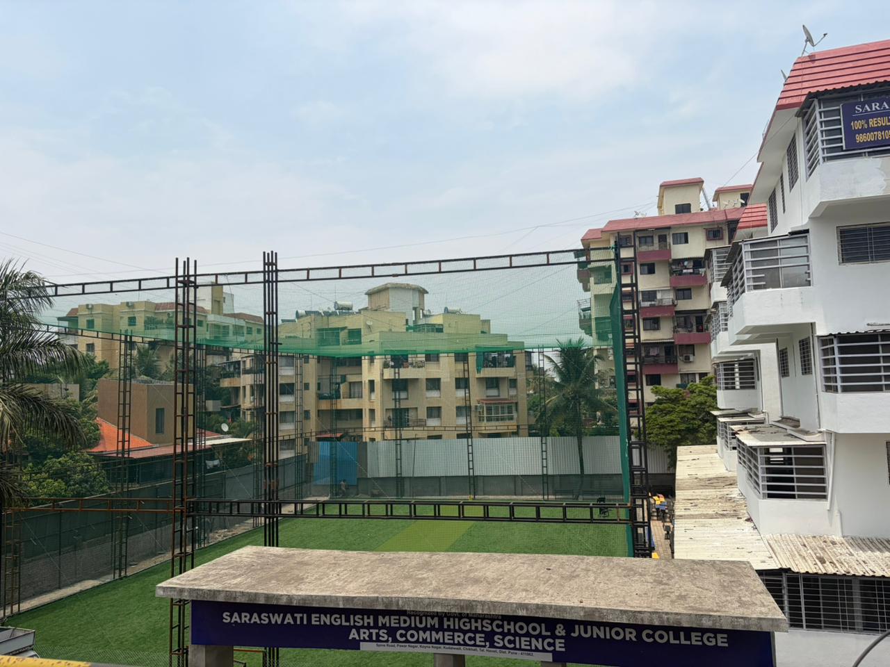 Aerial view of the school sports ground